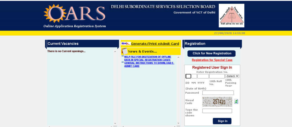 DSSSB Login@Dsssbonline.nic.in, DSSSB Registration_3.1