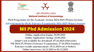 NII Phd Admission 2024 for Winter Session, Apply Link Eligibility, Exam Date