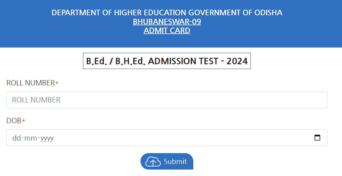 SAMS Odisha BEd Admit Card 2024 Snip