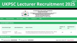 UKPSC Lecturer Recruitment 2025