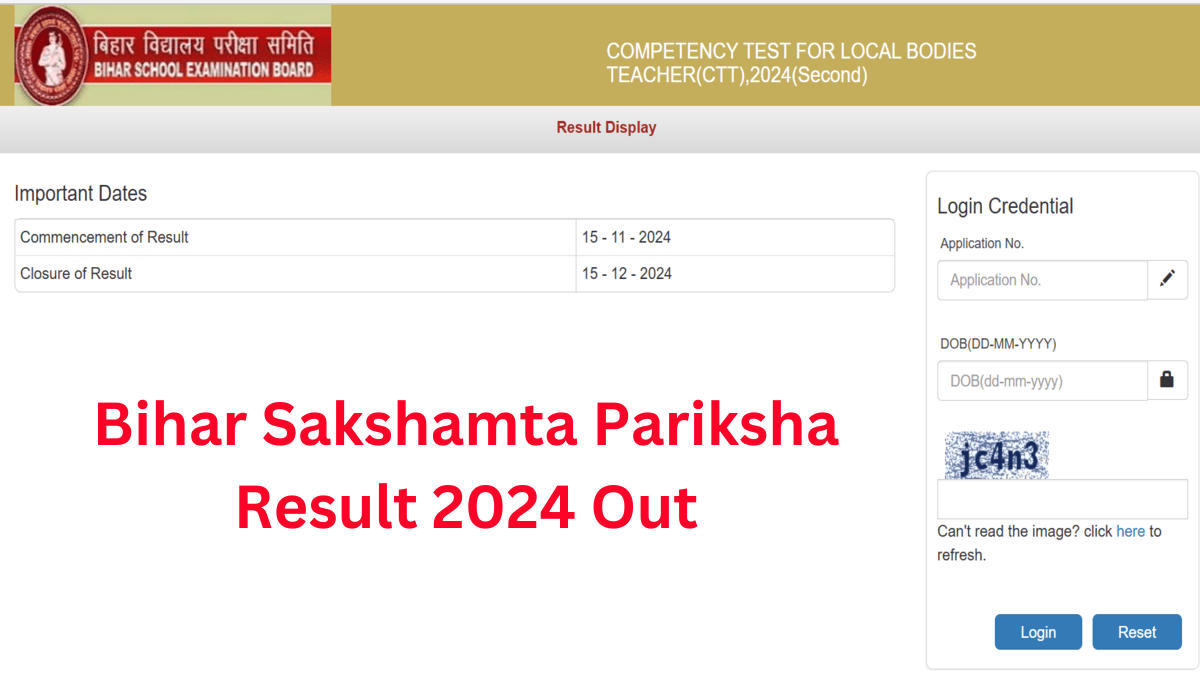 Bihar Sakshamta Pariksha Result 2024 Out