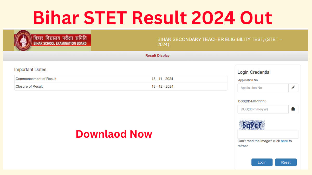 Bihar STET Result 2024 Out