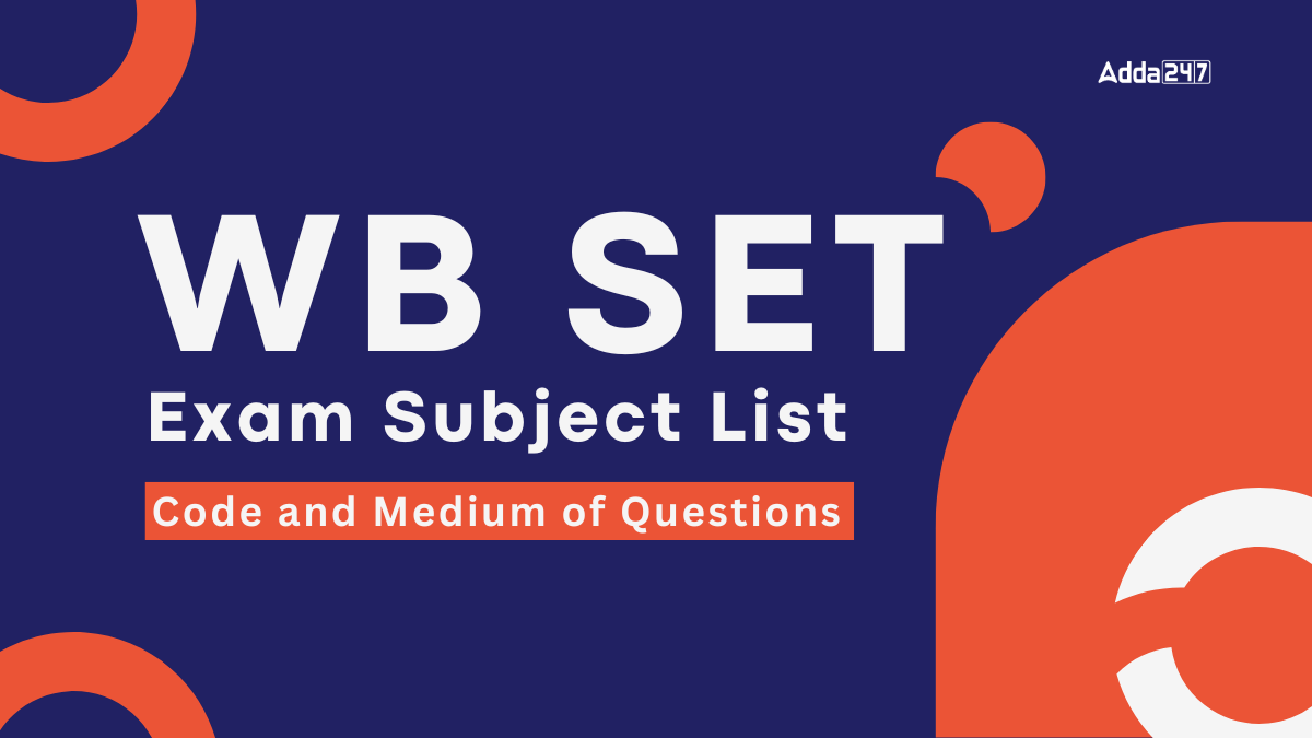 WB SET Exam Subject List