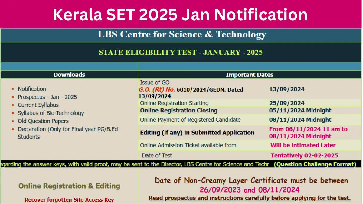 Kerala SET 2025 Jan Notification (2)