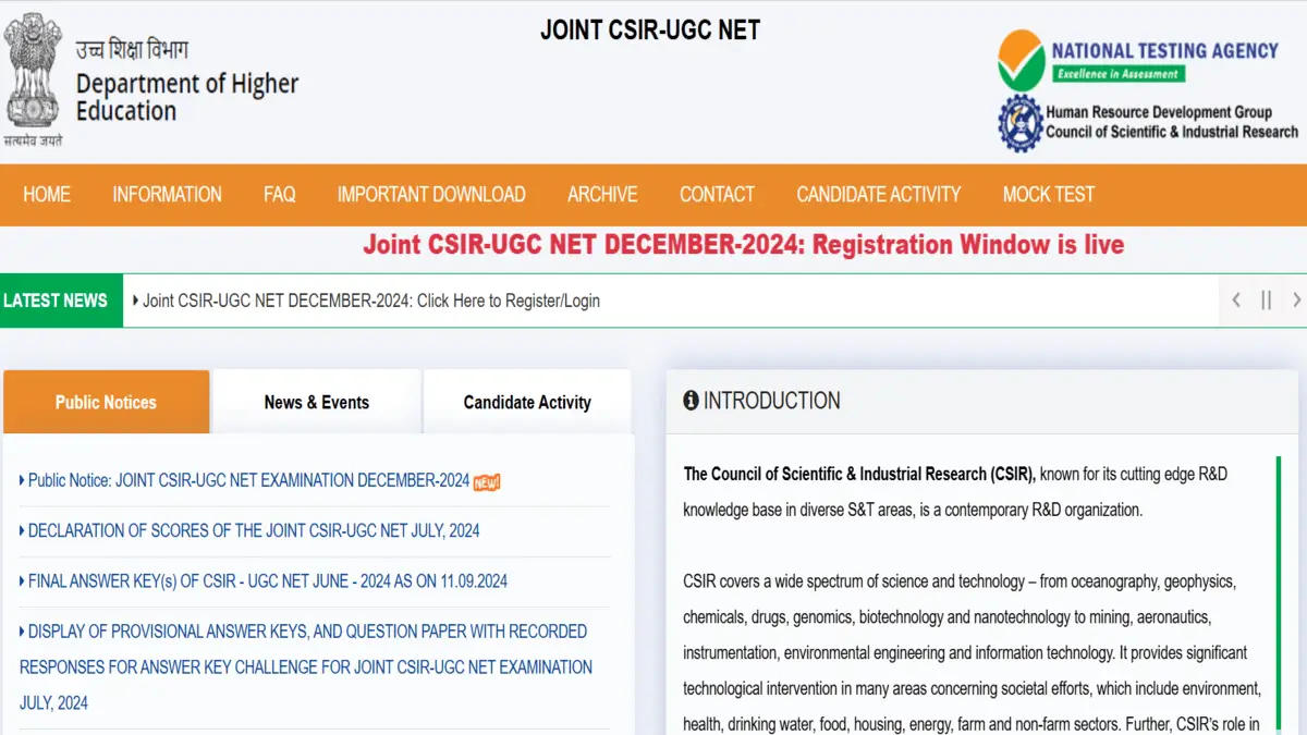 CSIR NET Notification 2024