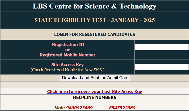 Kerala SET Hall Ticket 2025 Out, Download Link For Admit Card_3.1