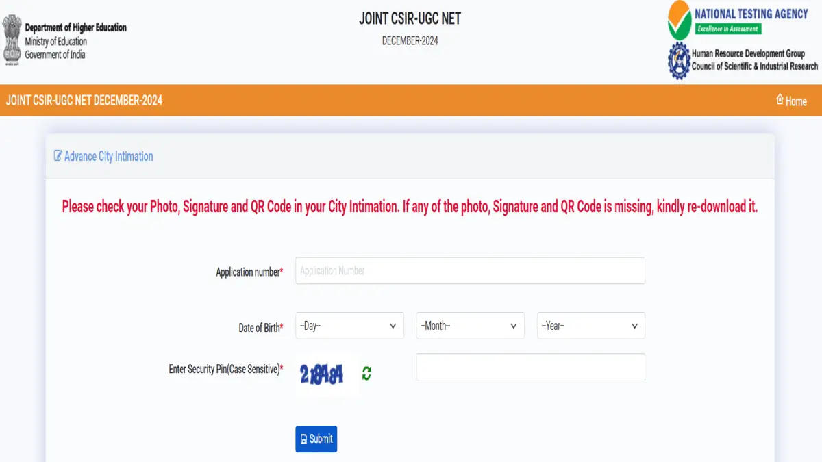 CSIR NET City Intimation Slip 2025 Out, Download PDF at csirnet.nta.ac.in_3.1