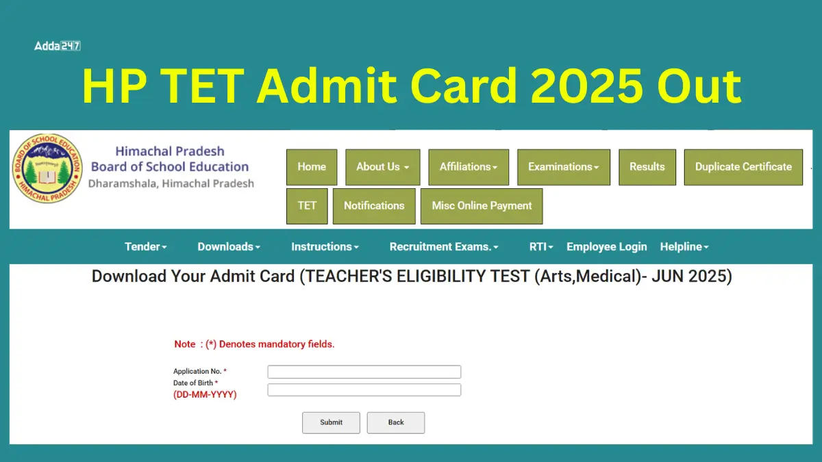 HP TET Admit Card 2025 Out