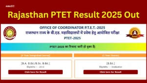 Rajasthan PTET Result 2025 Out