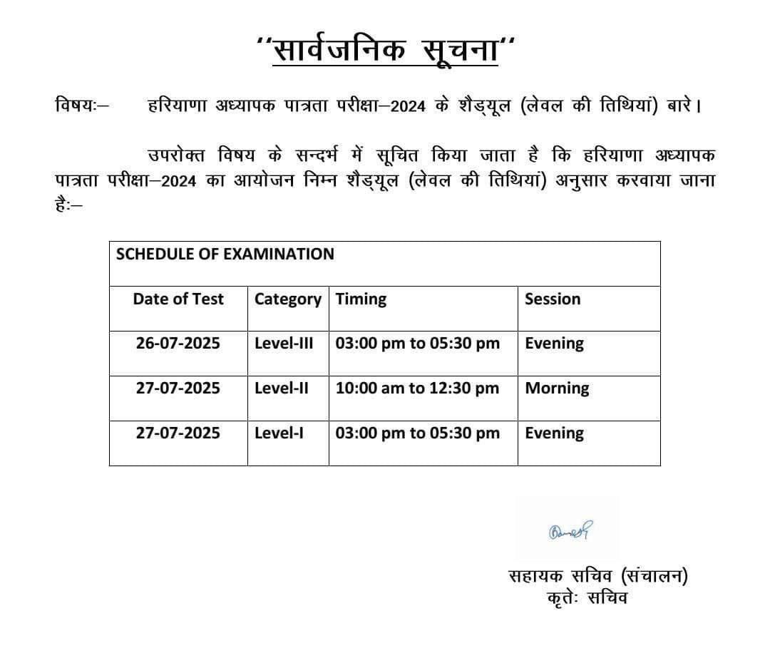 HTET Exam Date 2025 Out, Check Exam Schedule and Shift Timings_3.1