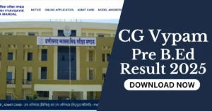 CG Vypam Pre B.Ed Result 2025