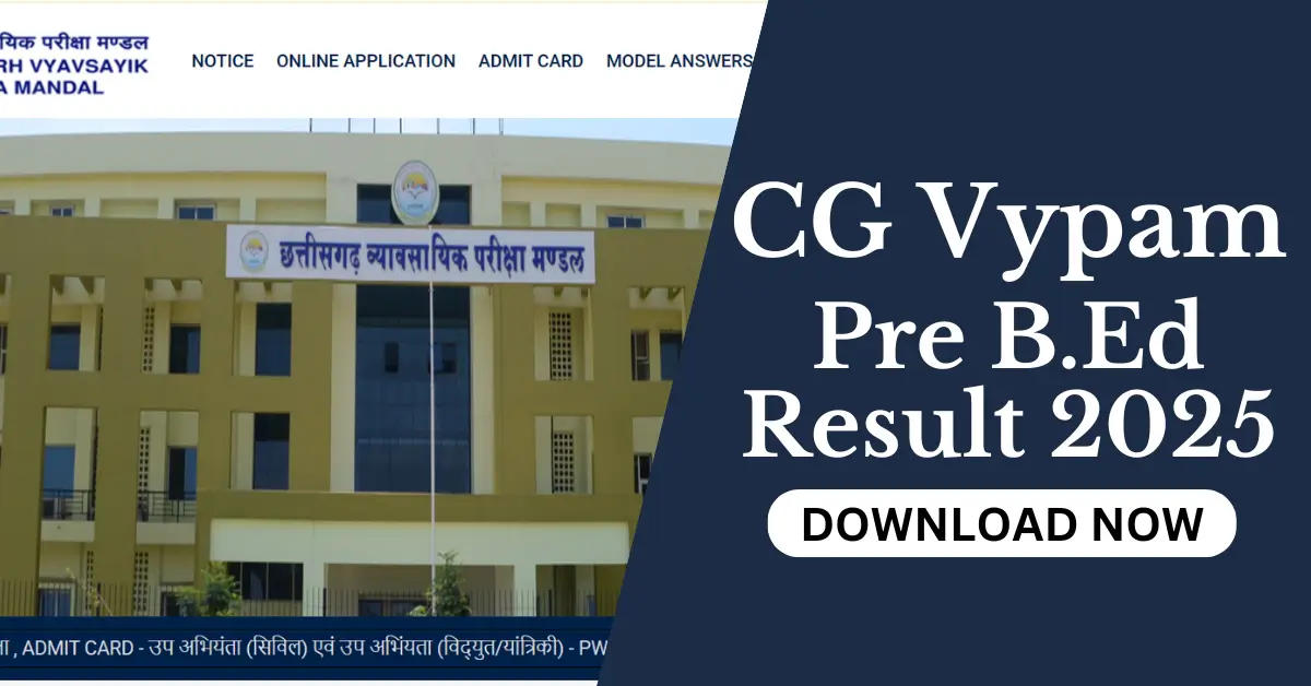 CG Vypam Pre B.Ed Result 2025