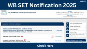 WB SET Notification 2025 Out, Check Eligibility, Apply Link, Exam Date