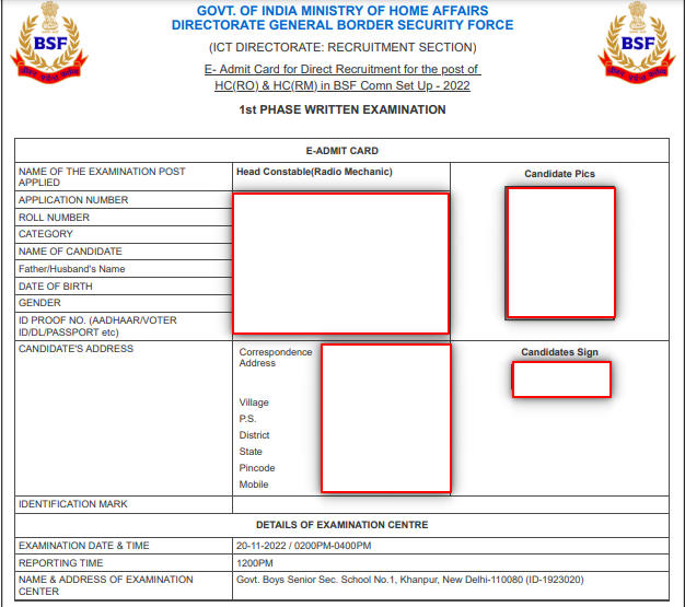 Admit Card