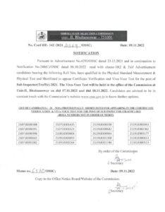 OSSC Traffic SI Result 2022 Final Cut Off and Merit list PDF_3.1