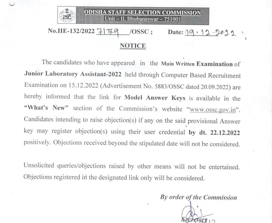 Ossc Junior Lab Assistant Answer Key Jlo Merit List Pdf 2022 Ossc Junior Lab Assistant Answer Key Jlo Merit List Pdf 2022