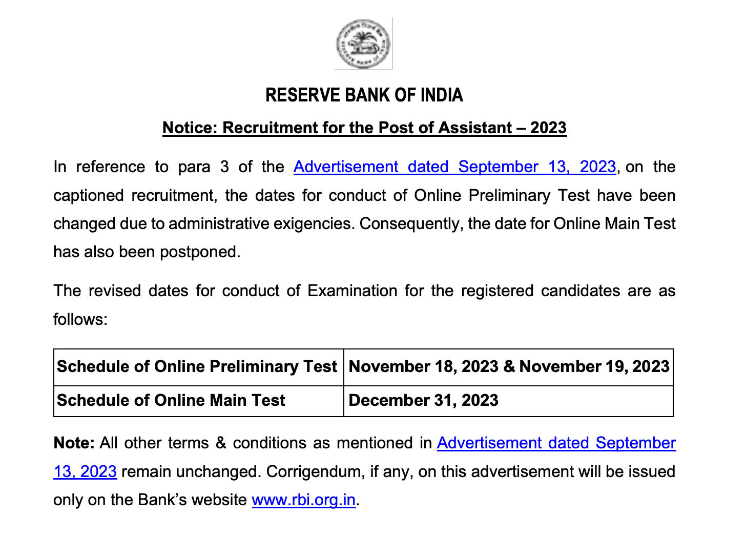 RBI ଆସିଷ୍ଟାଣ୍ଟ ପରୀକ୍ଷା ତାରିଖ 2023, ପ୍ରିଲିମସ୍ ଏବଂ ମେନ୍ସ ପରୀକ୍ଷା ତାରିଖ_3.1