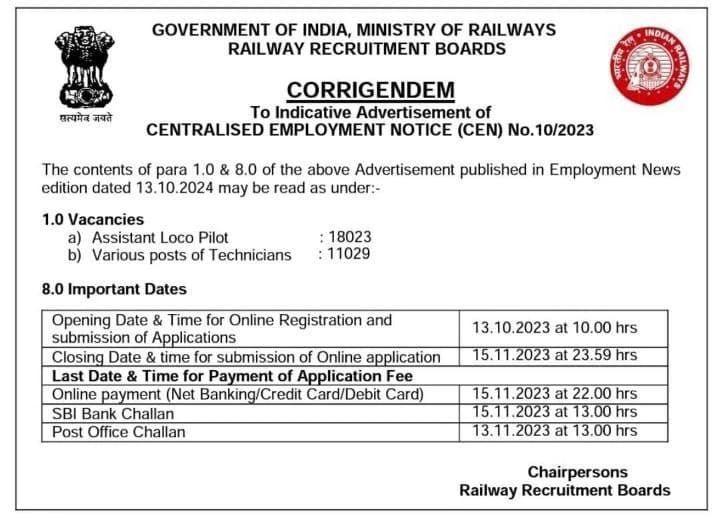 RRB CEN ALP ଏବଂ ଟେକ୍ନିସିଆନ୍ 2023 ଖାଲି ପଦବୀ ବିବରଣୀ_3.1