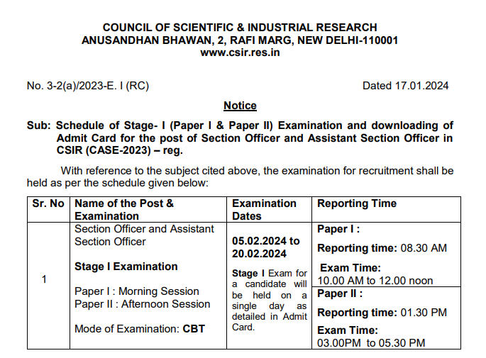 444 ପଦବୀ ପାଇଁ CSIR SO ASO ପରୀକ୍ଷା ତାରିଖ 2024 ଯାଞ୍ଚ କରନ୍ତୁ_3.1