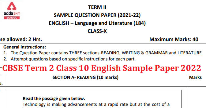 CBSE English Sample Paper For Class 10 Term 2 with Solutions_30.1