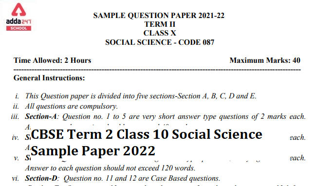 CBSE Class 10 Social Science (SST) Term 2 Sample Paper & Solutions_30.1