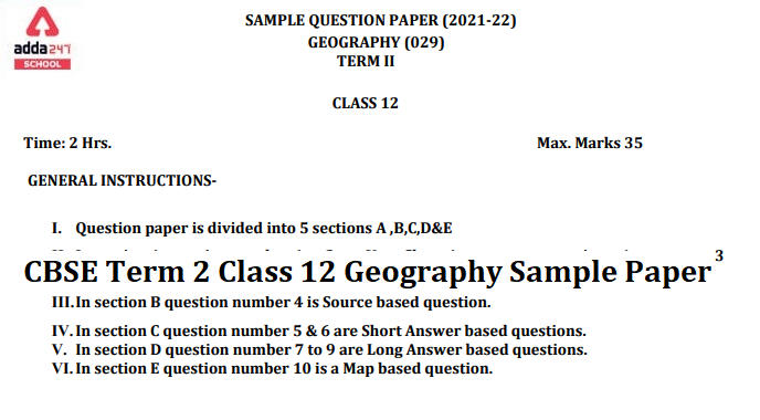 CBSE Class 12 Geography Term 2 Sample Paper with Solutions_30.1