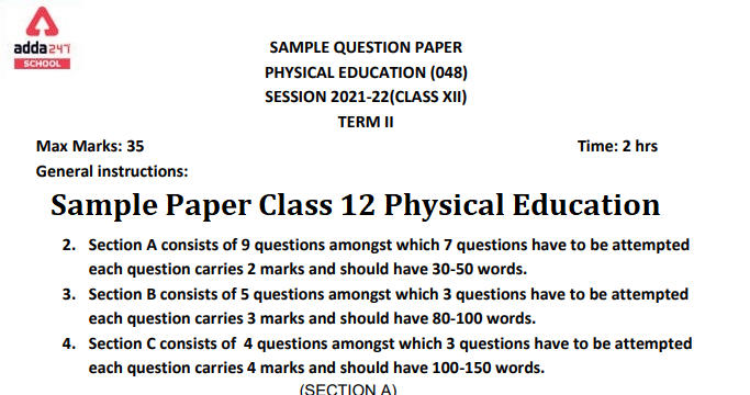CBSE Class 12 Physical Education Term 2 Sample Paper & Solutions_30.1