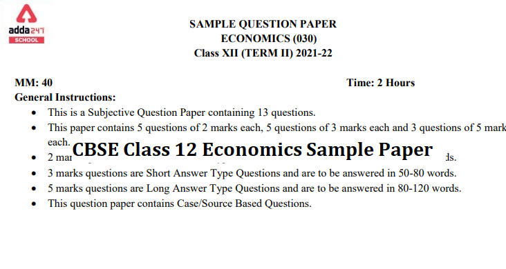 CBSE Class 12 Economics Sample Paper 2022 For Term 2 With Solutions_30.1