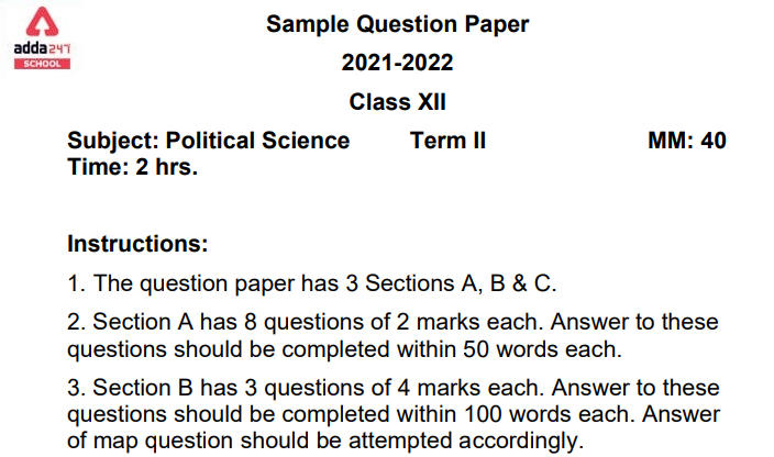 CBSE Class 12 Political Science Term 2 Sample Paper 2021-22 with Solutions_30.1