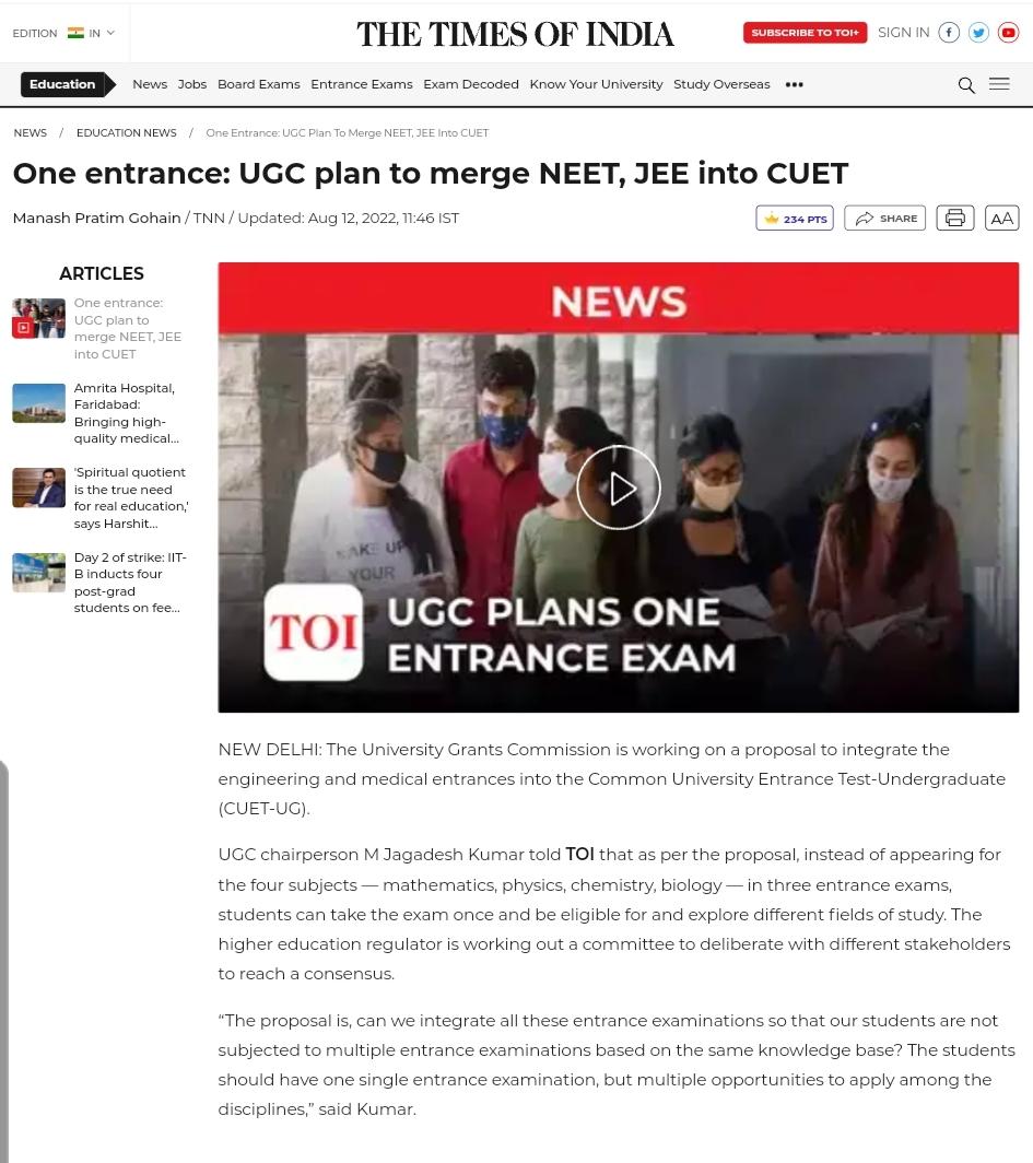 One Nation One Examination: UGC wants NEET and JEE Merge into CUET_3.1