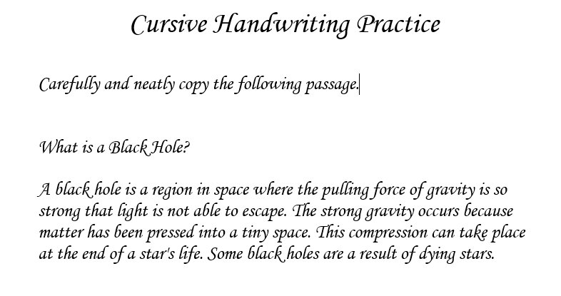 Cursive wriitng