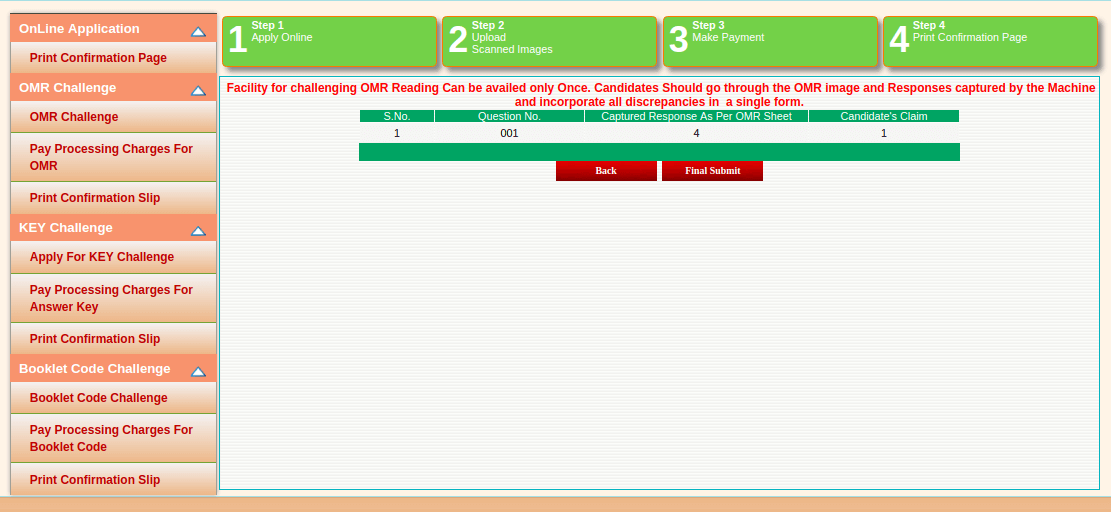 NEET OMR Challenge Submit 2024