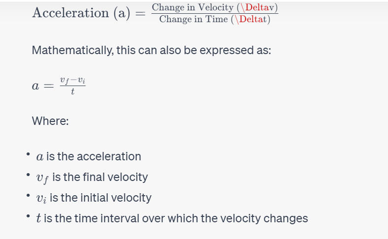 Acceleration formula