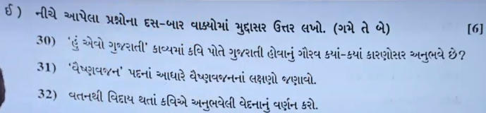 GSEB SSC Gujarati Question Paper 2024, Gujarati Answer Key PDF_14.1