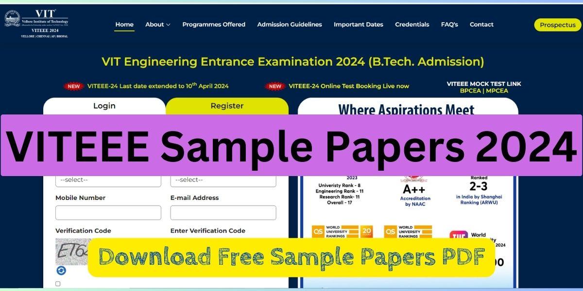 VITEEE Sample Paper 2024, Download Subject-Wise Sample Papers PDF