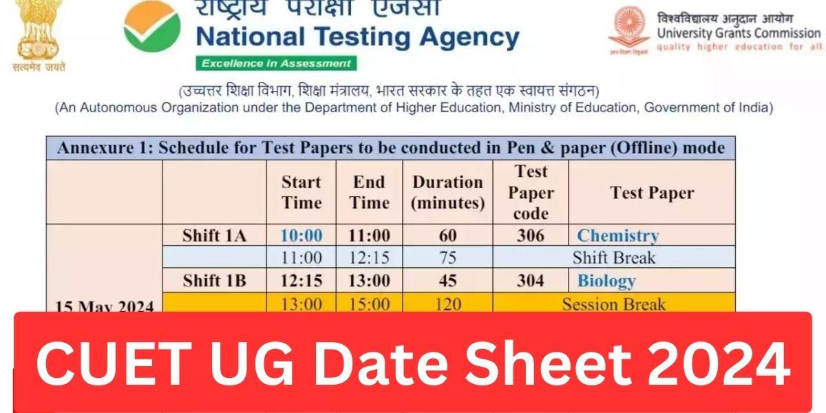 CUET UG Date Sheet 2024