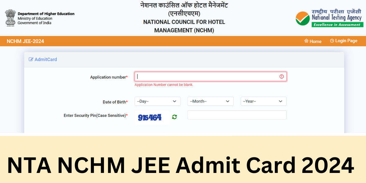 NTA NCHM JEE Admit Card 2024