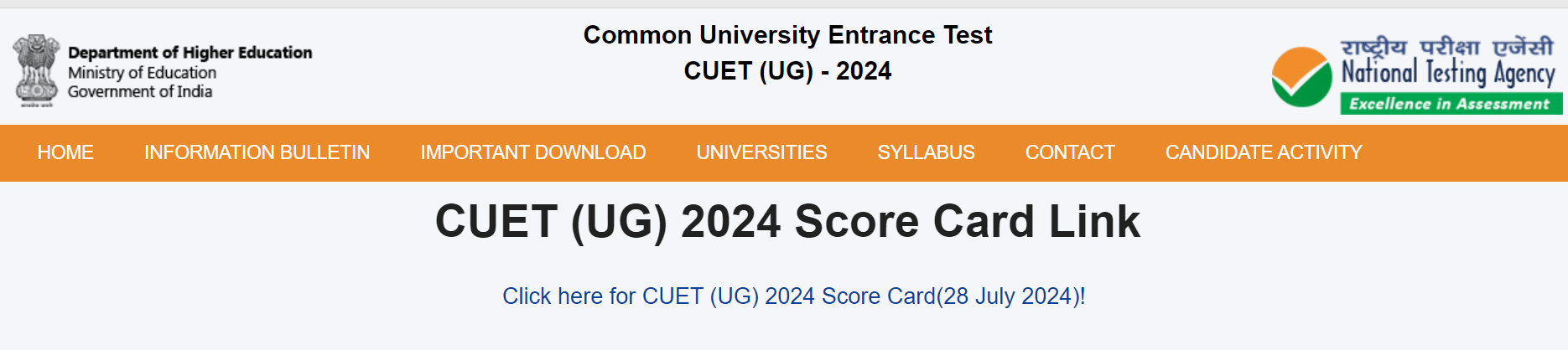 CUET Result 2024 Download Link Now Active