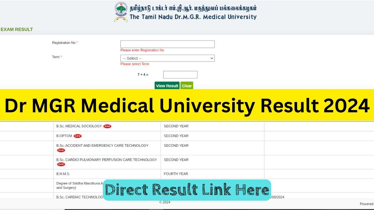 Dr MGR Medical University Result 2024