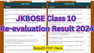 JKBOSE Class 10 Re-evaluation Result 2024