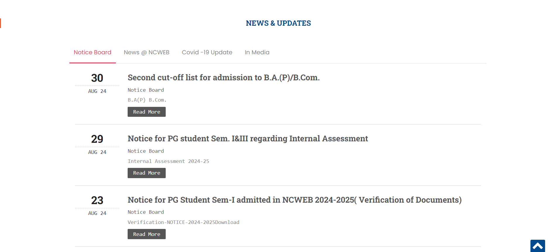 DU NCWEB Cut off 2024-25