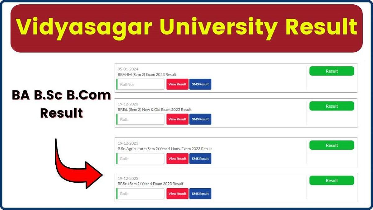 Vidyasagar University result 2024 of several undergraduate and graduate programs on its official website. Check the direct link and instructions for downloading the Vidyasagar University result 2024.