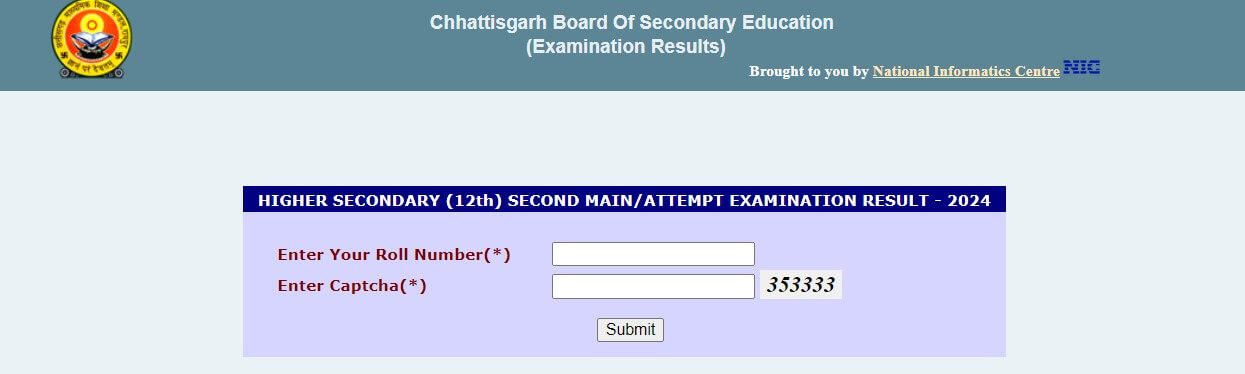 CGBSE 12th Supplementary Result 2024 login window 