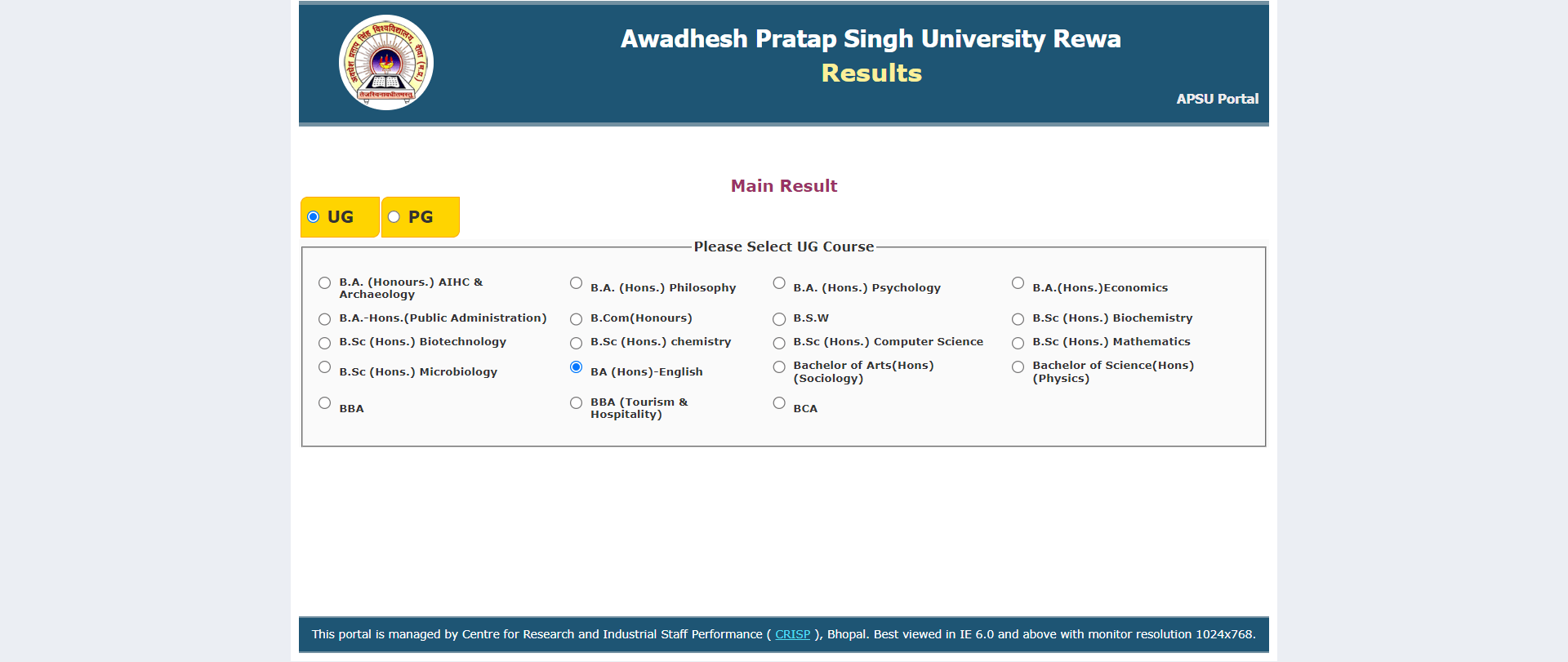 APSU Result 2024 Page