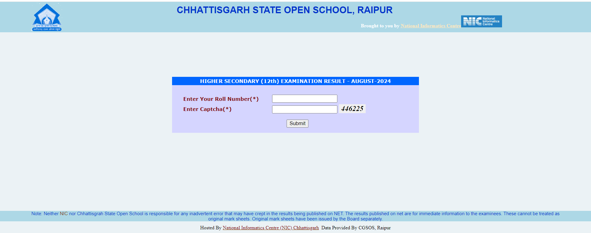 CG Open School Result 2024 Class 12th