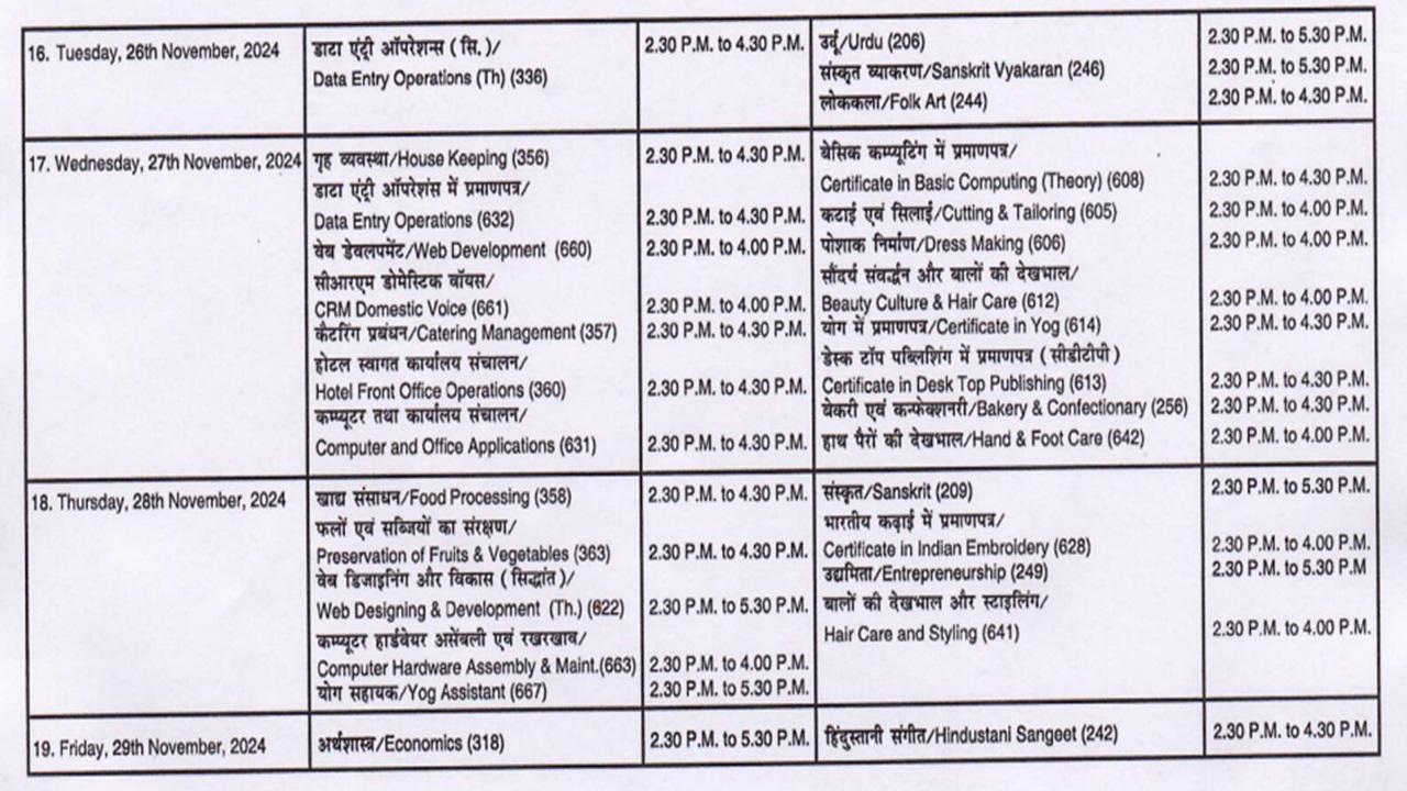 NIOS Theory Exam date 2024