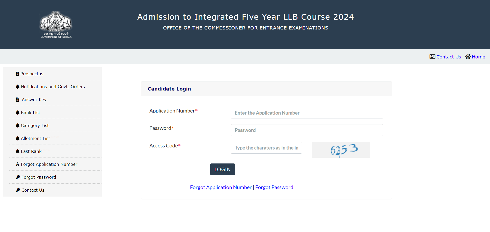 KLEE Seat Allotment Result 2024 Login Page 5 Year LLB