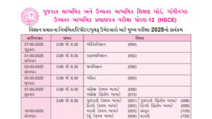 Gujarat Board Std 12 Time Table 2025 Out, Check GSEB Class 12 Exam Date sheet PDF