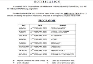 Madhyamik Routine 2025