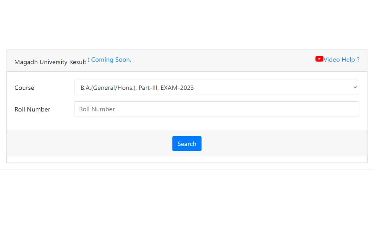 Magadh University Result Login Page